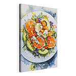 Canvas Schilderijen Bord eten met sinaasappels en avocado