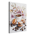 Canvas Schilderijen Aquarel van een kop koffie met koekjes