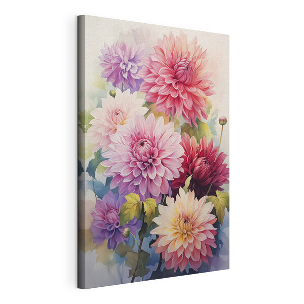 Schilderij van bloemen op een wit oppervlak Canvas Schilderijen Schilderij van bloemen op een wit oppervlak