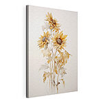 Canvas Schilderijen Schilderij van zonnebloemen op een witte achtergrond
