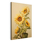 Canvas Schilderijen Schilderij van zonnebloemen op een witte achtergrond