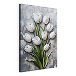 Canvas Schilderijen Schilderij van witte tulpen