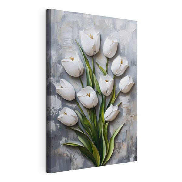 Canvas Schilderijen Schilderij van witte tulpen