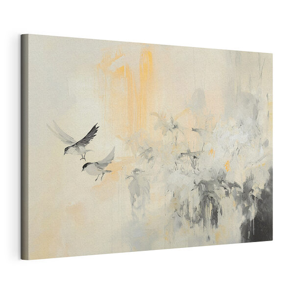Schilderij van vogels vliegend in de lucht Canvas Schilderijen Schilderij van vogels vliegend in de lucht