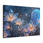 Canvas Schilderijen Groep bloemen met gloeiende lichtjes