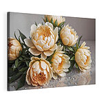 Canvas Schilderijen Groep bloemen op een tafel