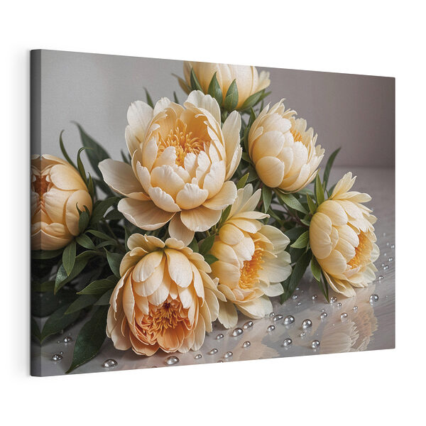 Groep bloemen op een tafel Canvas Schilderijen Groep bloemen op een tafel