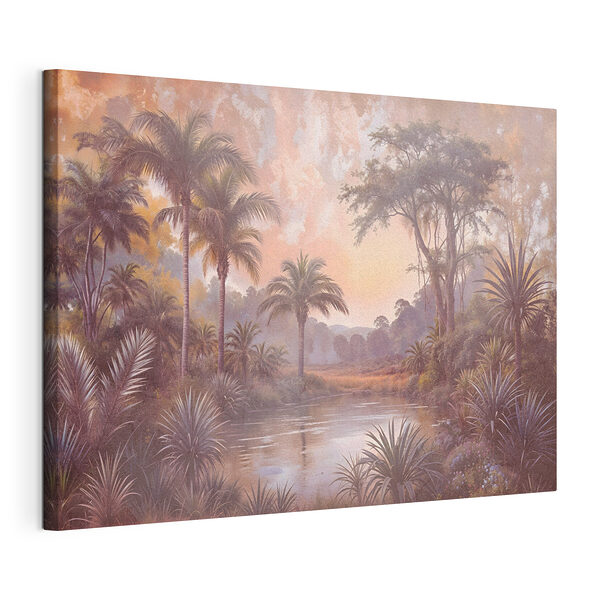 Rivier met bomen en planten Canvas Schilderijen Rivier met bomen en planten