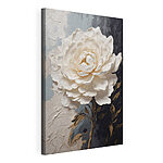 Canvas Schilderijen Witte bloem met bruine bladeren