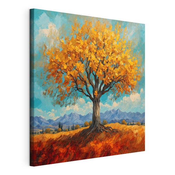 Schilderij van een boom met gele bladeren Canvas Schilderijen Schilderij van een boom met gele bladeren