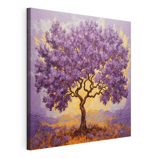 Canvas Schilderijen Schilderij van een boom met paarse bladeren