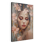 Canvas Schilderijen Schilderij van een vrouw met bloemen in haar haar