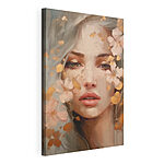 Canvas Schilderijen Vrouw met bloemen rond haar gezicht