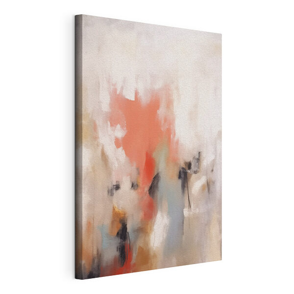 Schilderij van een persoon met een roze en grijze achtergrond Canvas Schilderijen Schilderij van een persoon met een roze en grijze achtergrond