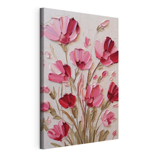 Canvas Schilderijen Schilderij van roze bloemen