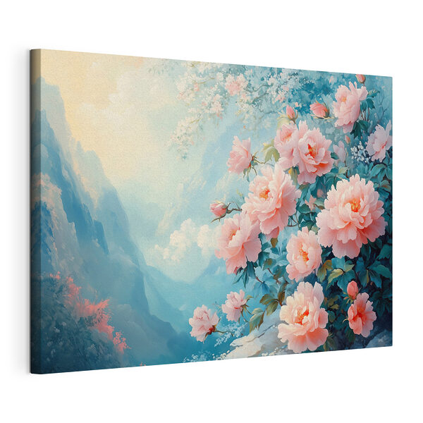 Canvas Schilderijen Schilderij van roze bloemen