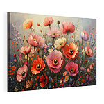 Canvas Schilderijen Schilderij van bloemen in een veld