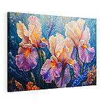 Canvas Schilderijen Schilderij van bloemen met gele en paarse bloemblaadjes