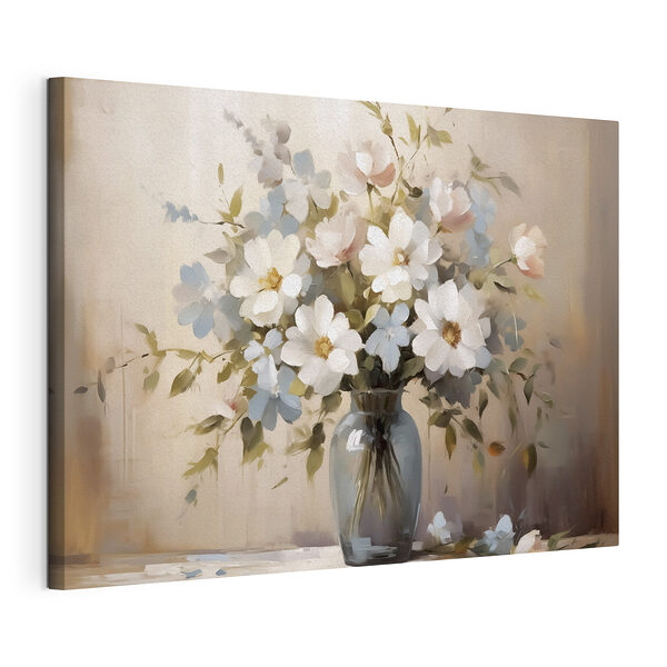Schilderij van bloemen in een vaas Canvas Schilderijen Schilderij van bloemen in een vaas