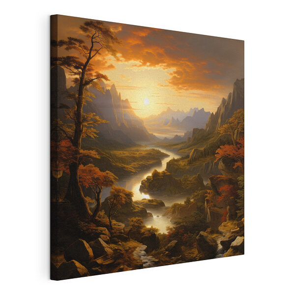 Rivier stroomt door een vallei Canvas Schilderijen Rivier stroomt door een vallei
