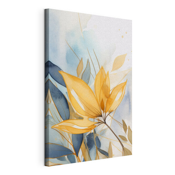 Gele en blauwe bladeren Canvas Schilderijen Gele en blauwe bladeren