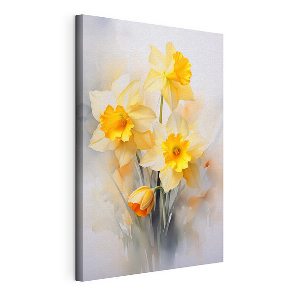 Groep gele en witte bloemen Canvas Schilderijen Groep gele en witte bloemen