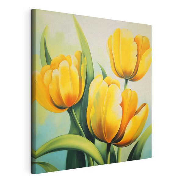Schilderij van gele tulpen Canvas Schilderijen Schilderij van gele tulpen