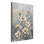 Canvas Schilderijen Schilderij van bloemen op een grijze achtergrond