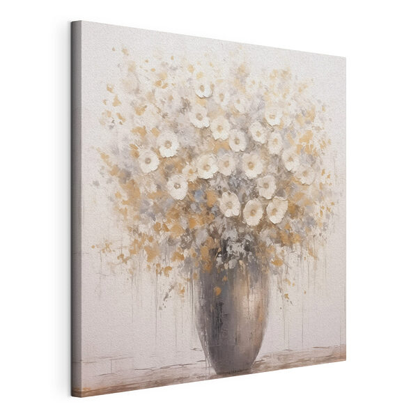Schilderij van bloemen in een vaas Canvas Schilderijen Schilderij van bloemen in een vaas