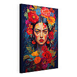 Canvas Schilderijen Schilderij van een vrouw met bloemen in haar haar