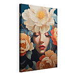 Canvas Schilderijen Vrouw met bloemen rond haar hoofd
