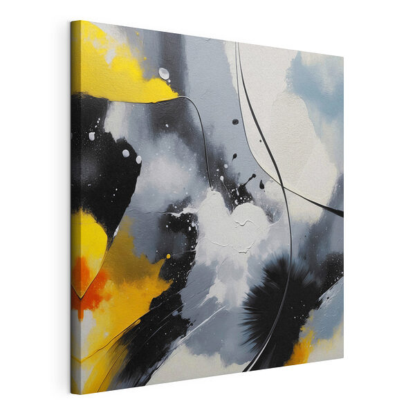 Schilderen met zwart gele en witte kleuren Canvas Schilderijen Schilderen met zwart gele en witte kleuren