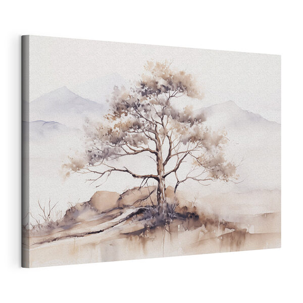 Canvas Schilderijen Aquarel van een boom