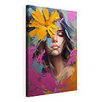 Canvas Schilderijen Schilderij van een vrouw met bloemen op haar gezicht