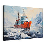 Canvas Schilderijen Schilderij van een schip in het water