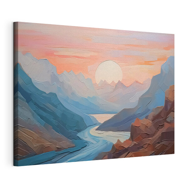 Rivier stroomt door een berg Canvas Schilderijen Rivier stroomt door een berg