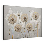 Canvas Schilderijen Schilderij van paardenbloemen op een witte achtergrond