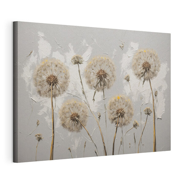 Schilderij van paardenbloemen op een witte achtergrond Canvas Schilderijen Schilderij van paardenbloemen op een witte achtergrond