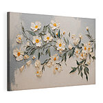 Canvas Schilderijen Witte bloemen en groene bladeren