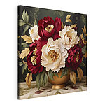 Canvas Schilderijen Vaas met bloemen op een tafel