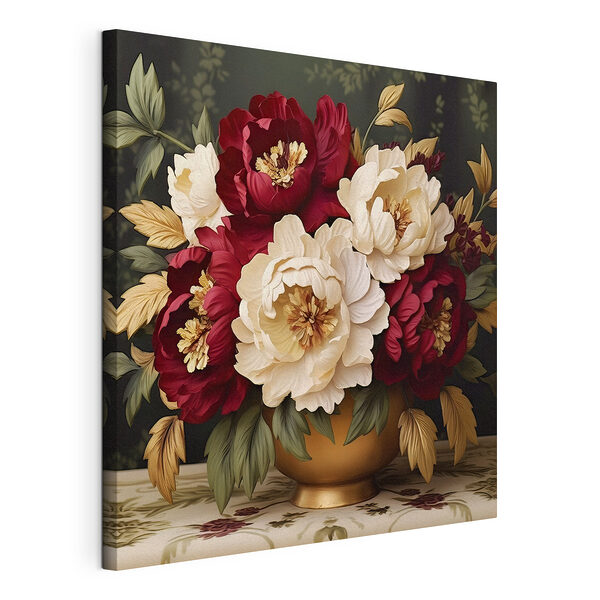 Vaas met bloemen op een tafel Canvas Schilderijen Vaas met bloemen op een tafel
