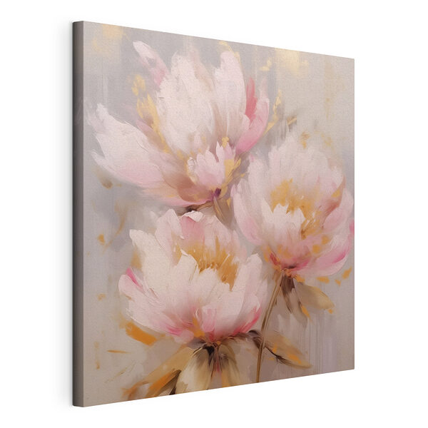 Canvas Schilderijen Schilderij van roze bloemen