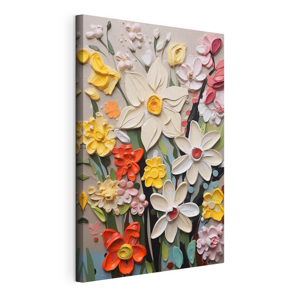 Canvas Schilderijen Levendige bloemenkunst in volle bloei
