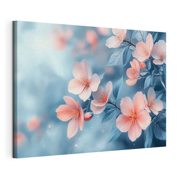 Canvas Schilderijen Delicate bloemen in zachte kleuren