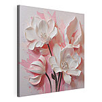 Canvas Schilderijen Witte bloemen op een roze achtergrond