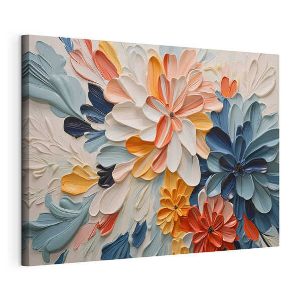 Canvas Schilderijen Levendige bloemsierkunst in zachte tinten