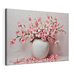 Canvas Schilderijen Vaas met roze bloemen