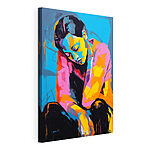Canvas Schilderijen Schilderij van een vrouw met haar hoofd op haar knieën