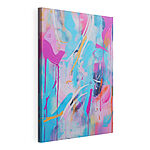 Canvas Schilderijen Kleurrijk schilderij met roze en blauwe verfspetters