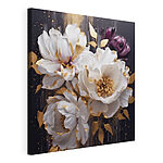 Canvas Schilderijen Schilderij van witte en paarse bloemen